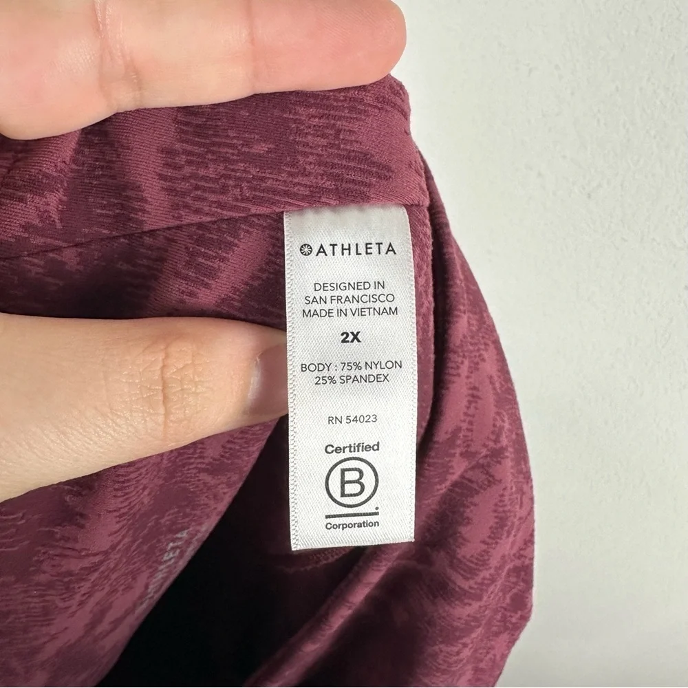 Athleta Dark Pink Elation Textured Athletic Athleisure Tights Leggings Size 2X